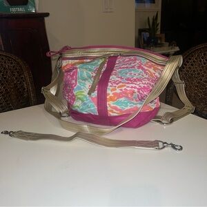 Rough & Tumble Leather Hobo Shoulder Bag Adjustable Gold XL Preown 13x16